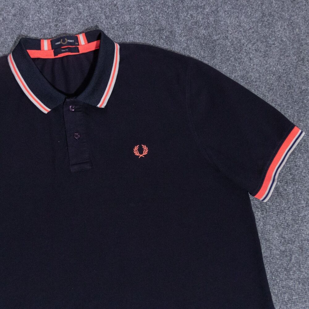 Fred Perry Polo Shirt Slim Black Twin Tipped M3600 Short Sleeve Pique Men's 2XL - Picture 2 of 5